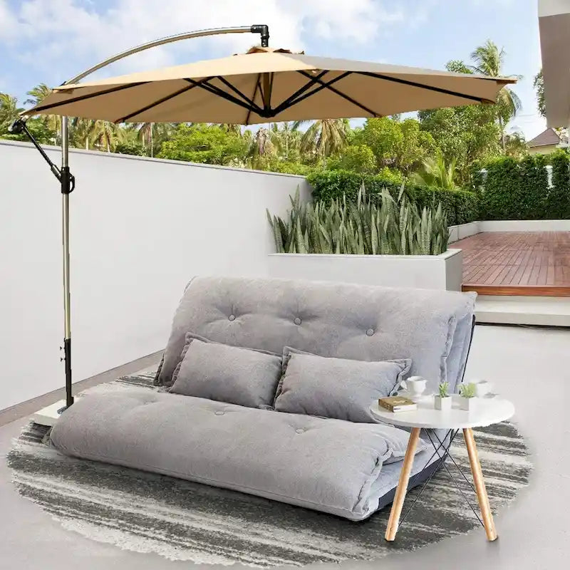 Ensemble canapé-lit contemporain et adaptable avec placement au sol, 2 oreillers