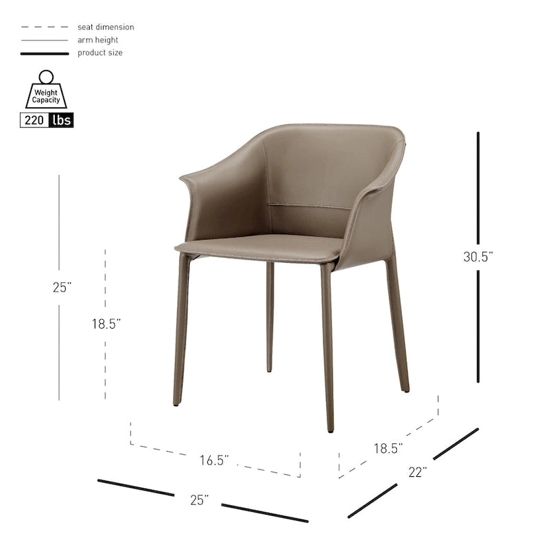 Fauteuil de salle à manger Callie en cuir recyclé