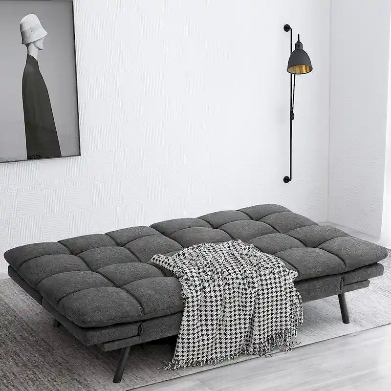 Canapé-lit futon, canapé convertible moderne avec accoudoirs réglables pour studio, bureau, appartement, petit salon