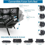 Canapé-lit futon, canapé convertible moderne avec accoudoirs réglables pour studio, bureau, appartement, petit salon