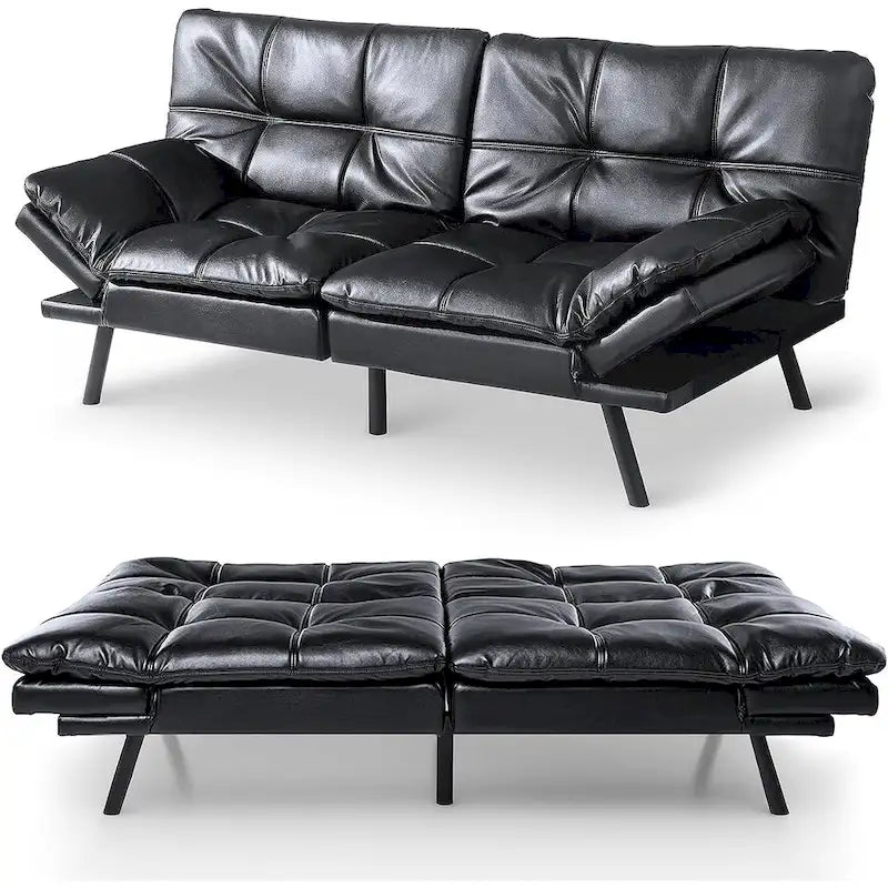 Canapé-lit futon, canapé convertible moderne avec accoudoirs réglables pour studio, bureau, appartement, petit salon