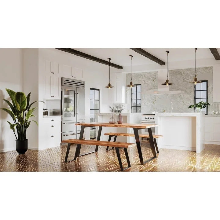 Table de salle à manger Timbergirl en bois massif à bords naturels