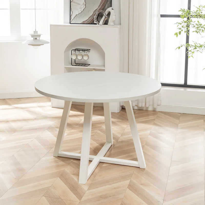 Ensemble de salle à manger rond 5 pièces Varna de Roundhill Furniture, table à tréteaux et 4 chaises