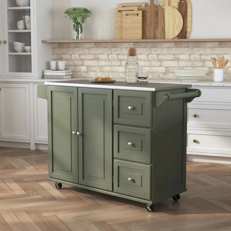 Chariot de cuisine Dolly Madison avec plateau en acier inoxydable par Homestyles