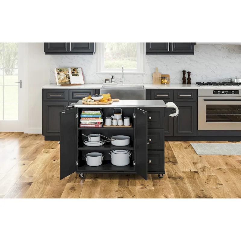 Chariot de cuisine Dolly Madison avec plateau en acier inoxydable par Homestyles