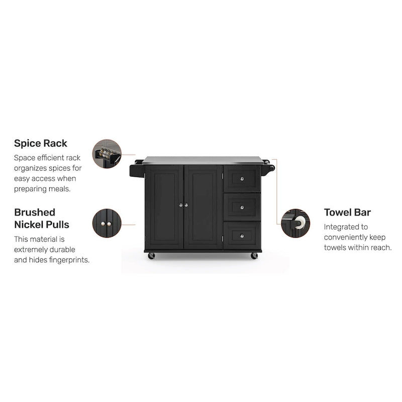 Chariot de cuisine Dolly Madison avec plateau en acier inoxydable par Homestyles