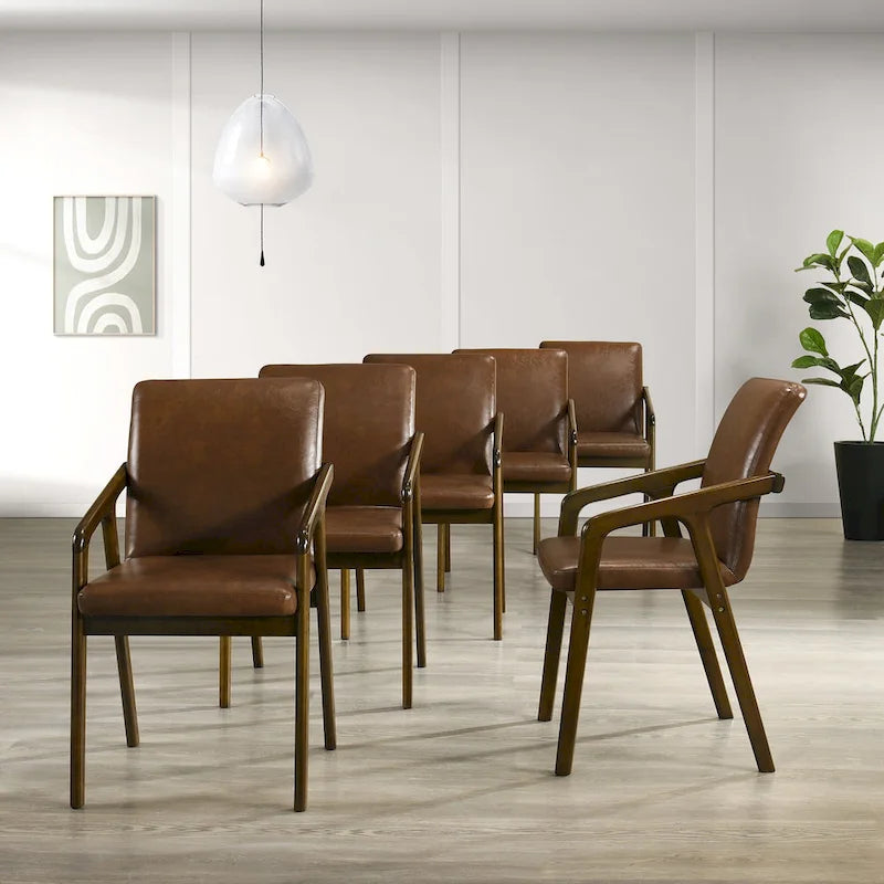 Chaises de salle à manger rembourrées rustiques et simples CraftPorch (ensemble de 6)