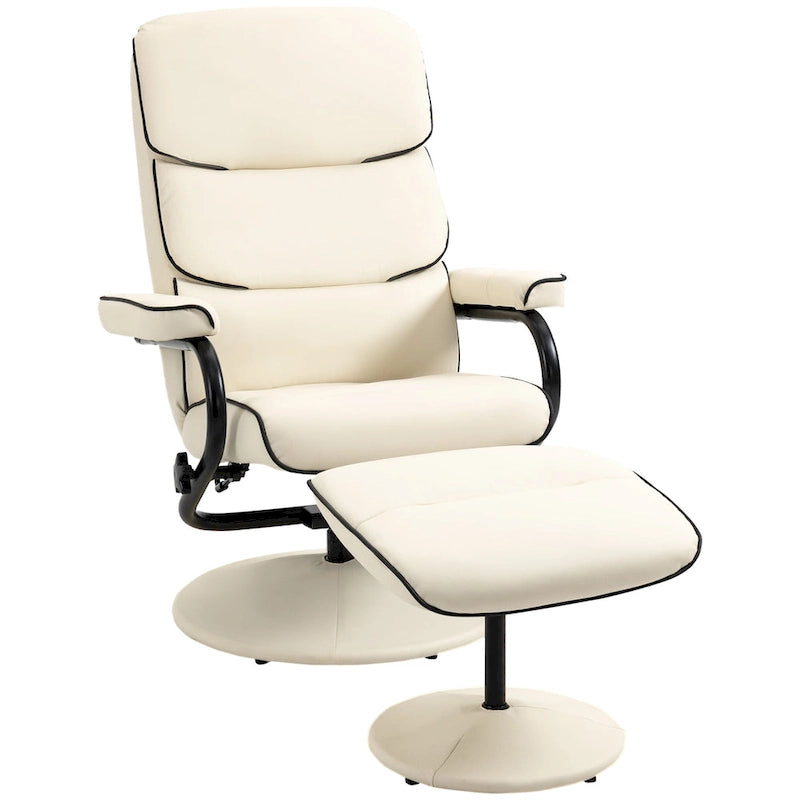 Fauteuil inclinable HOMCOM avec repose-pieds, pivotant, en cuir PU, dossier haut, dossier réglable à 135°.