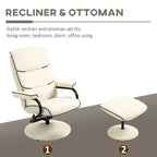 Fauteuil inclinable HOMCOM avec repose-pieds, pivotant, en cuir PU, dossier haut, dossier réglable à 135°.