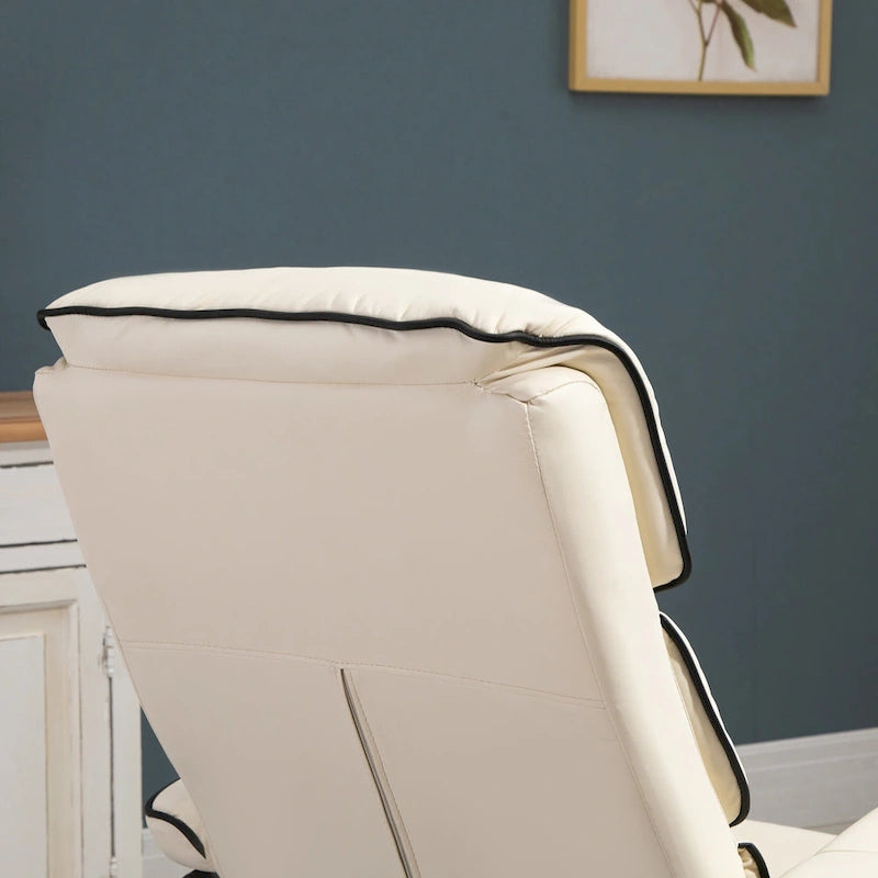 Fauteuil inclinable HOMCOM avec repose-pieds, pivotant, en cuir PU, dossier haut, dossier réglable à 135°.