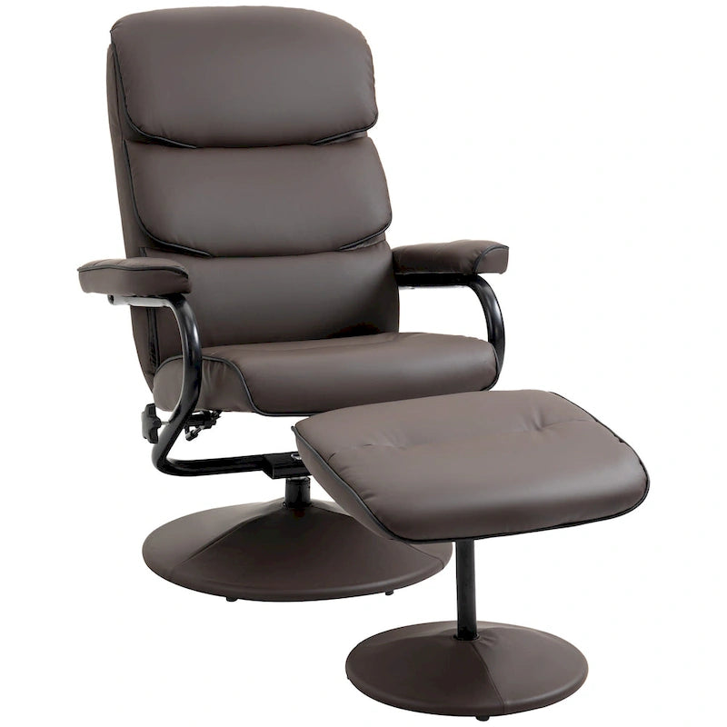 Fauteuil inclinable HOMCOM avec repose-pieds, pivotant, en cuir PU, dossier haut, dossier réglable à 135°.