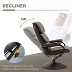 Fauteuil inclinable HOMCOM avec repose-pieds, pivotant, en cuir PU, dossier haut, dossier réglable à 135°.