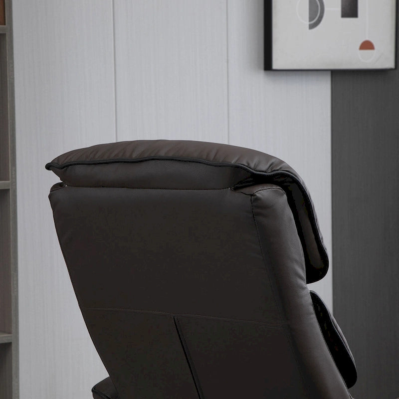 Fauteuil inclinable HOMCOM avec repose-pieds, pivotant, en cuir PU, dossier haut, dossier réglable à 135°.