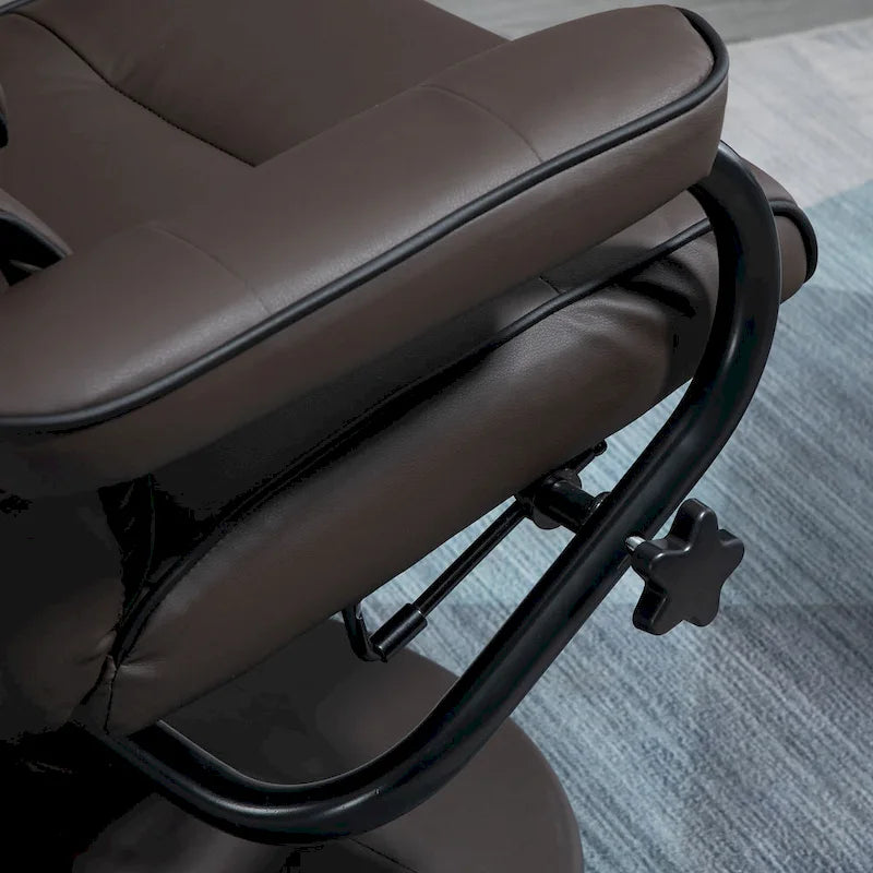 Fauteuil inclinable HOMCOM avec repose-pieds, pivotant, en cuir PU, dossier haut, dossier réglable à 135°.