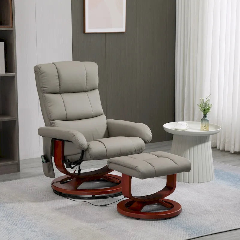 HOMCOM Recliner Chair with Ottoman, Electric Faux Leather Recliner