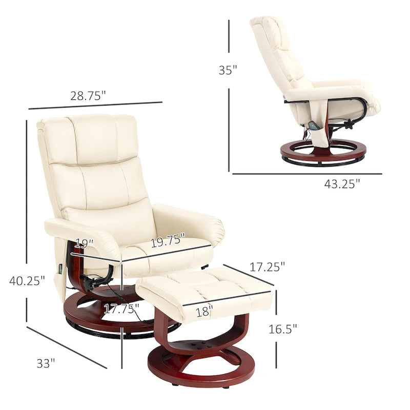 Fauteuil inclinable HOMCOM avec repose-pieds, fauteuil inclinable électrique en similicuir