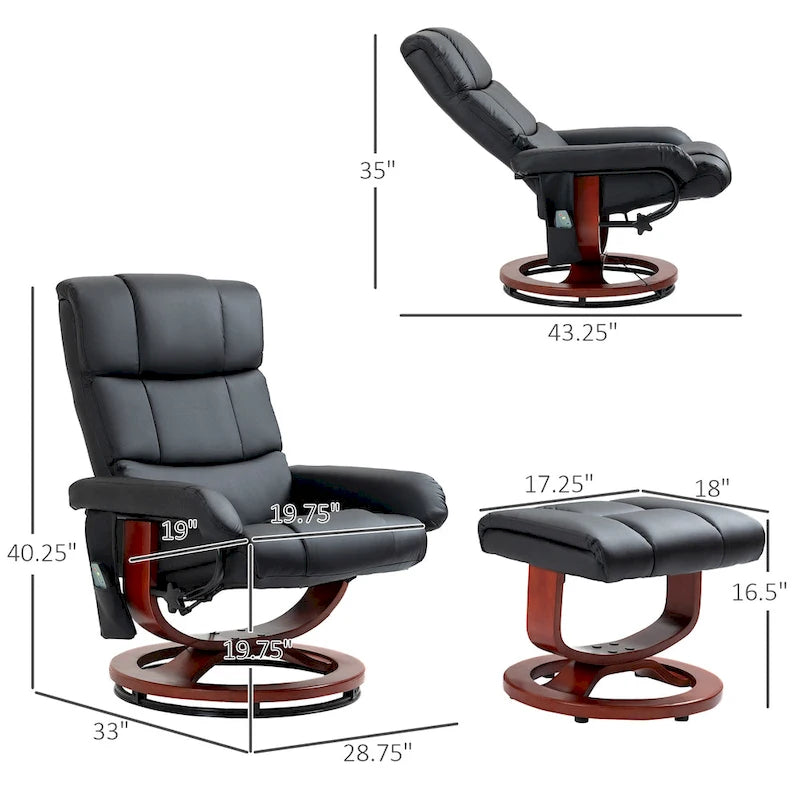 Fauteuil inclinable HOMCOM avec repose-pieds, fauteuil inclinable électrique en similicuir