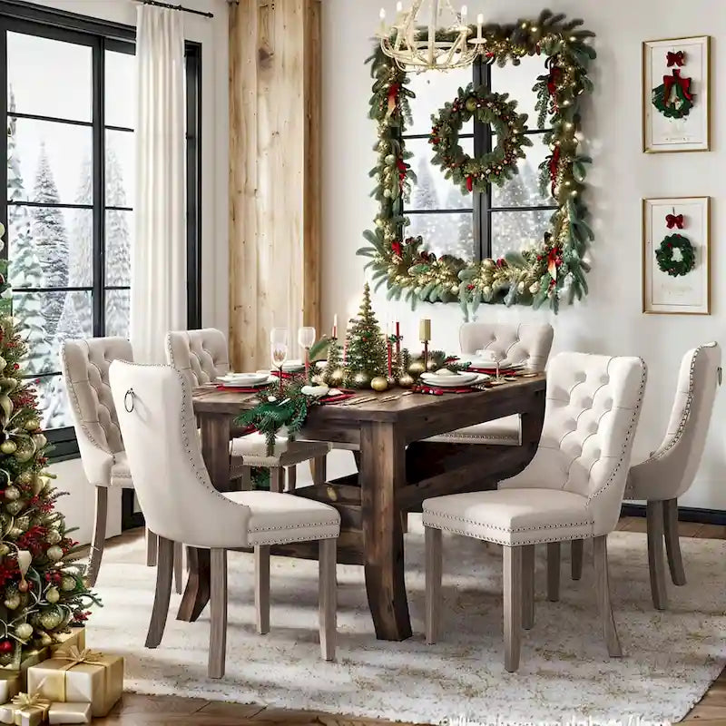 Ensemble de 6 chaises de salle à manger, chaises de cuisine de luxe en velours capitonné avec dossier rembourré et pieds en bois massif - Non disponible