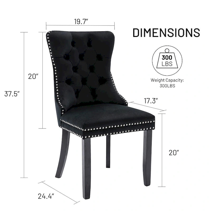 Ensemble de 6 chaises de salle à manger, chaises de cuisine de luxe en velours capitonné avec dossier rembourré et pieds en bois massif - Non disponible