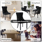 Ensemble de 6 chaises de salle à manger, chaises de cuisine de luxe en velours capitonné avec dossier rembourré et pieds en bois massif - Non disponible