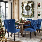 Ensemble de 6 chaises de salle à manger, chaises de cuisine de luxe en velours capitonné avec dossier rembourré et pieds en bois massif - Non disponible