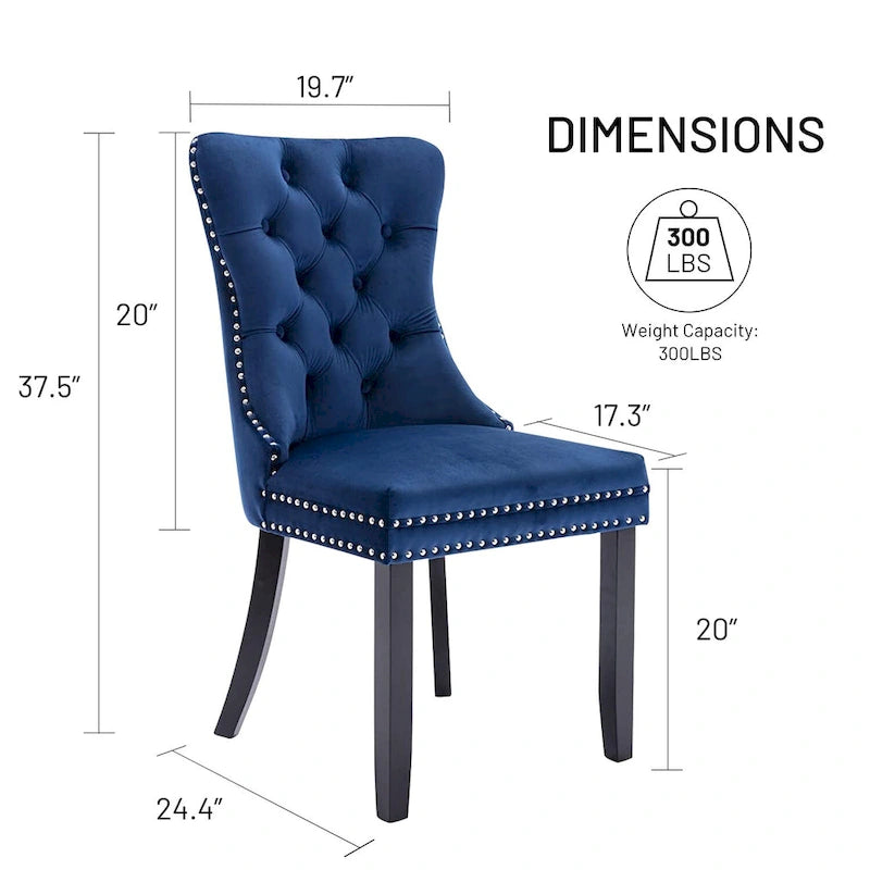 Ensemble de 6 chaises de salle à manger, chaises de cuisine de luxe en velours capitonné avec dossier rembourré et pieds en bois massif - Non disponible