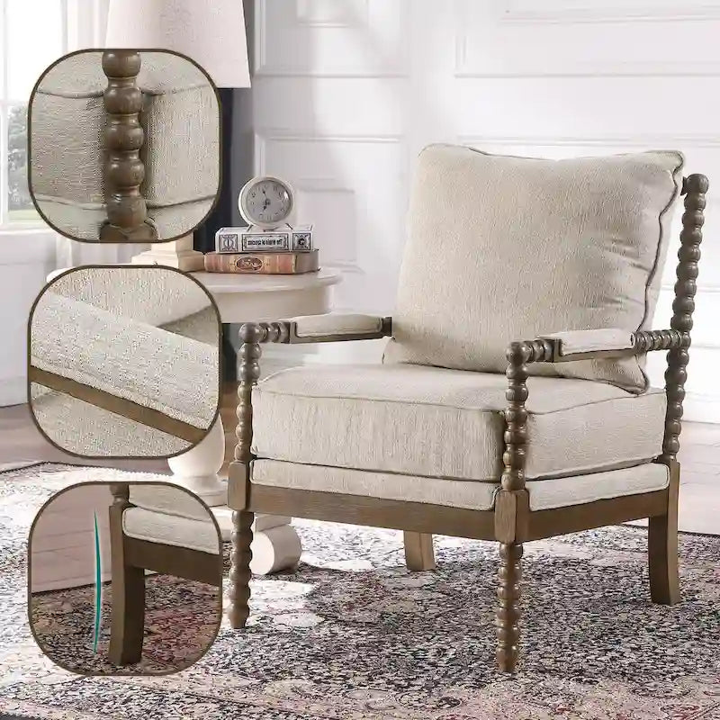 Fauteuil à fuseaux moderne Morden Fort, fauteuil d'appoint pour salon