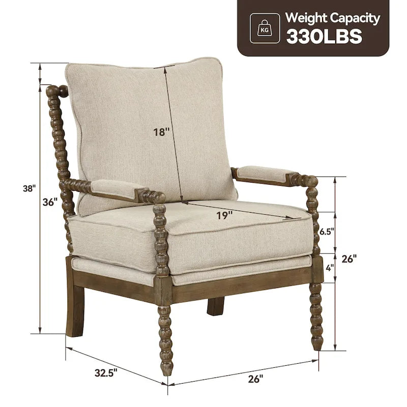 Fauteuil à fuseaux moderne Morden Fort, fauteuil d'appoint pour salon