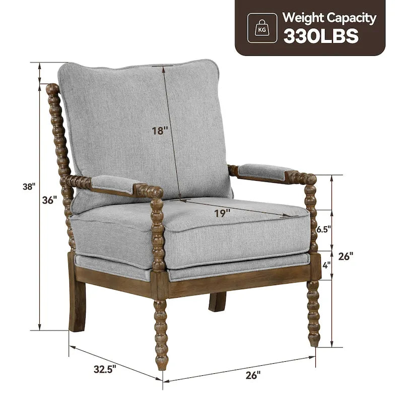 Fauteuil à fuseaux moderne Morden Fort, fauteuil d'appoint pour salon