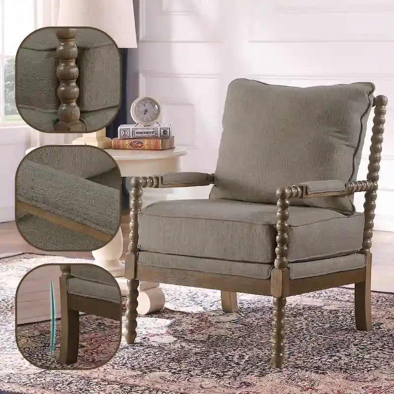 Fauteuil à fuseaux moderne Morden Fort, fauteuil d'appoint pour salon