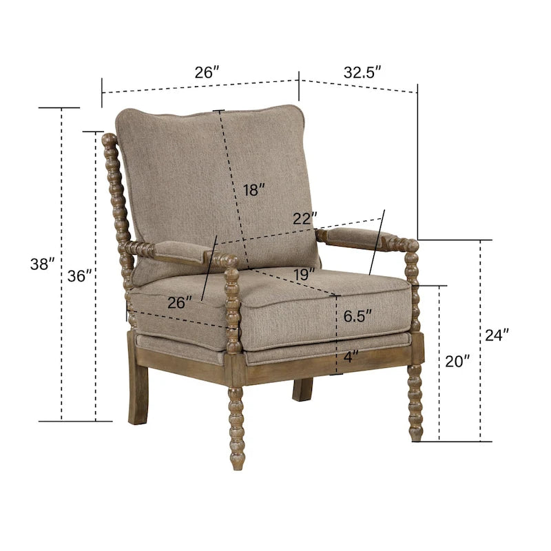 Fauteuil à fuseaux moderne Morden Fort, fauteuil d'appoint pour salon