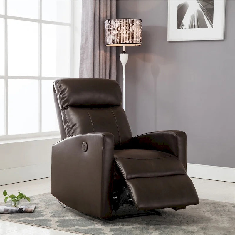 Fauteuil de lecture inclinable électrique AC Pacific Modern en similicuir, petit modèle