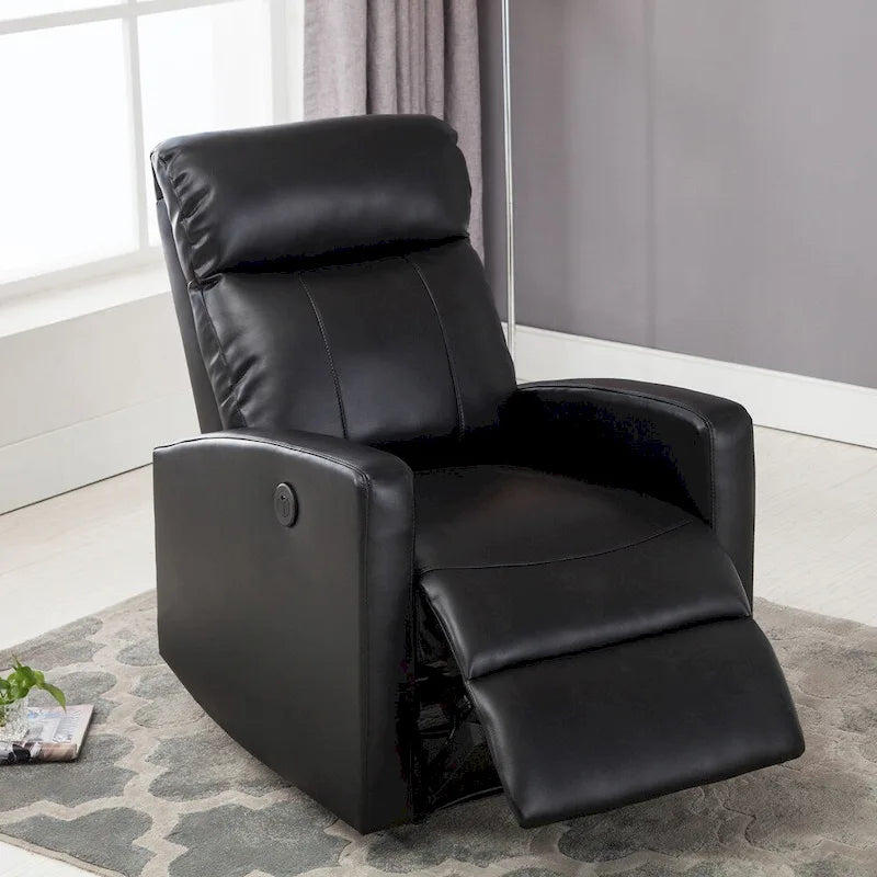 Fauteuil de lecture inclinable électrique AC Pacific Modern en similicuir, petit modèle