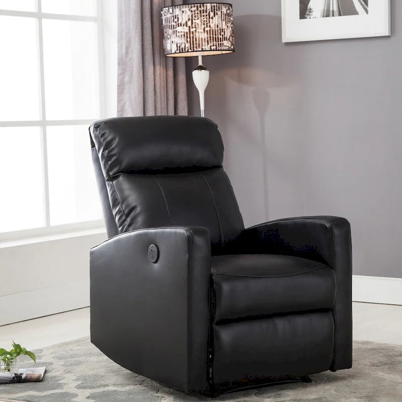 Fauteuil de lecture inclinable électrique AC Pacific Modern en similicuir, petit modèle