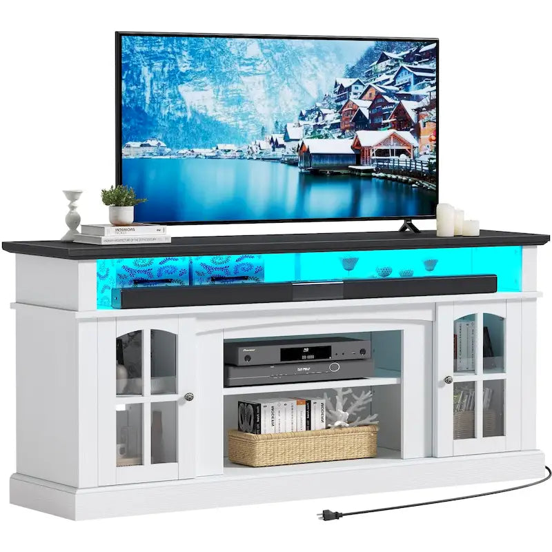 Meuble TV Moasis 58 Highboy, style ferme, pour téléviseurs jusqu'à 65 à 58 pouces.