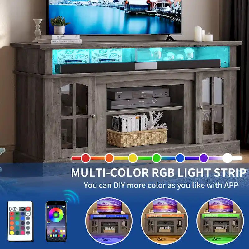 Meuble TV Moasis 58 Highboy, style ferme, pour téléviseurs jusqu'à 65 à 58 pouces.