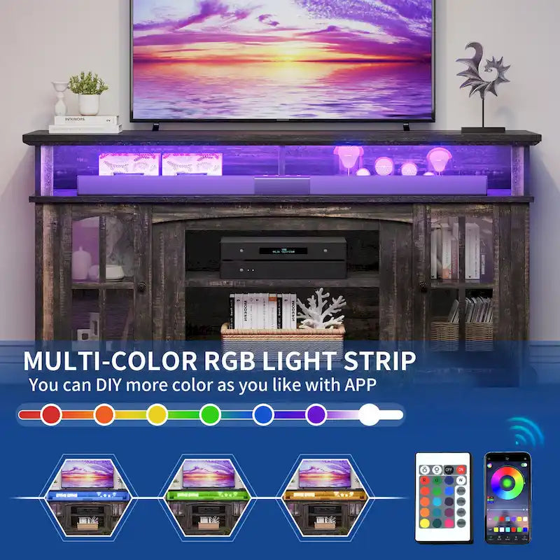 Meuble TV Moasis 58 Highboy, style ferme, pour téléviseurs jusqu'à 65 à 58 pouces.