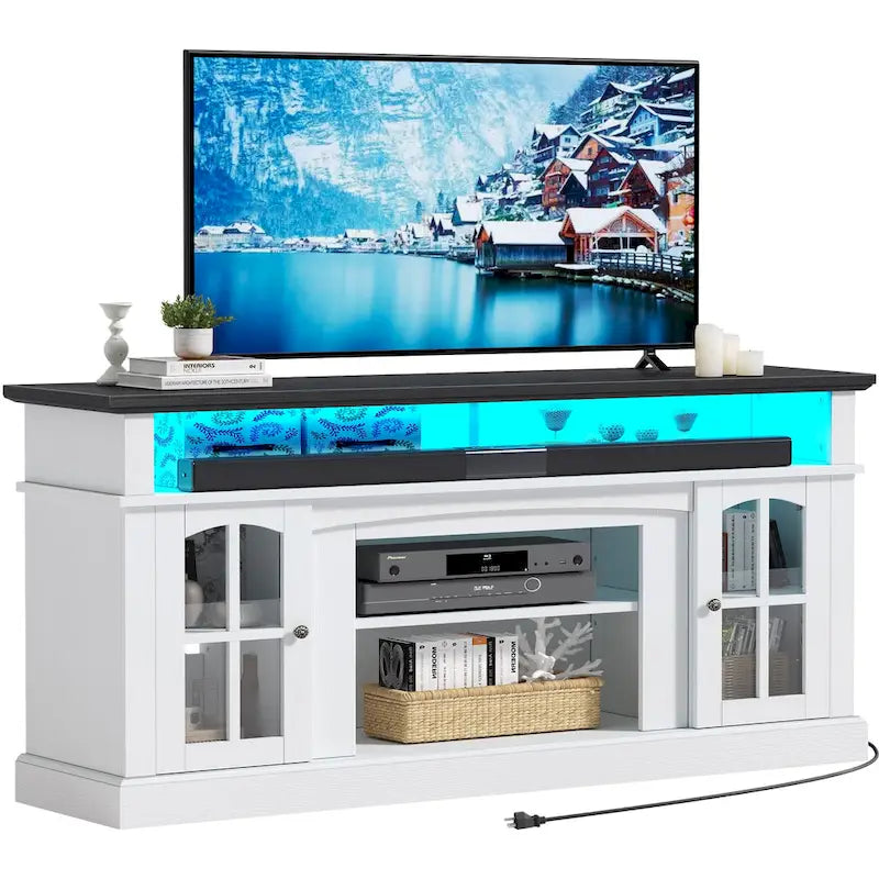 Meuble TV Moasis 58 Highboy, style ferme, pour téléviseurs jusqu'à 65 à 58 pouces.