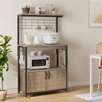 Support pour micro-ondes de 31,5 cm avec armoire de rangement et étagères de cuisine réglables en hauteur.