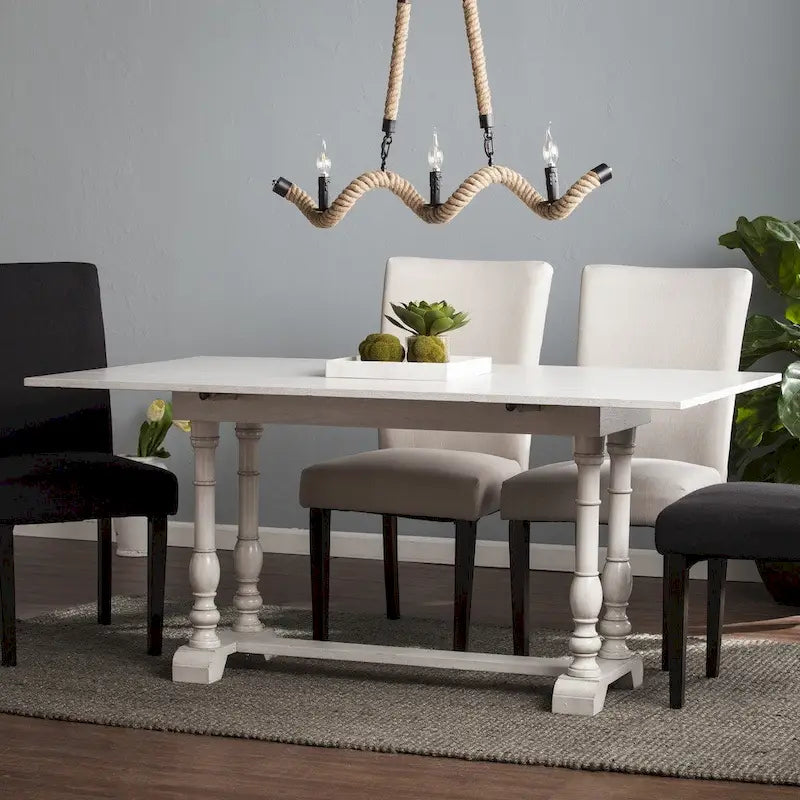 SEI Furniture Eddlewood Farmhouse Drop Leaf Trestle Console to Dining Table