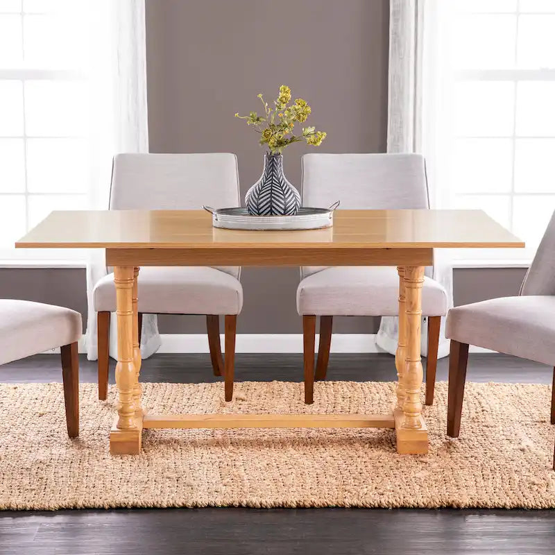 Console à tréteaux rabattables SEI Furniture Eddlewood Farmhouse transformée en table à manger