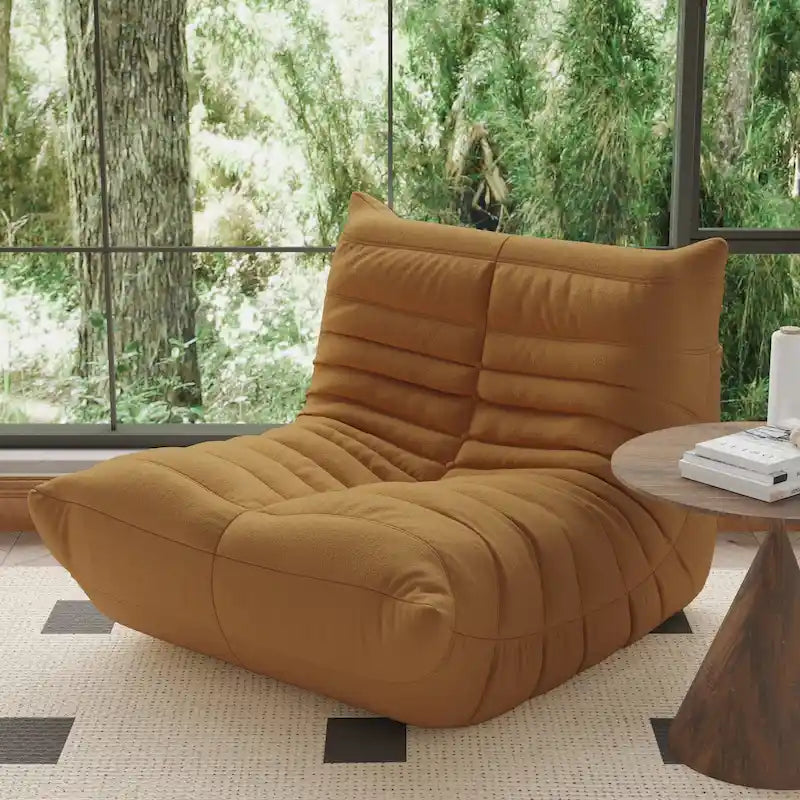 Fauteuil de cheminée, canapé une place, pouf en tissu Teddy