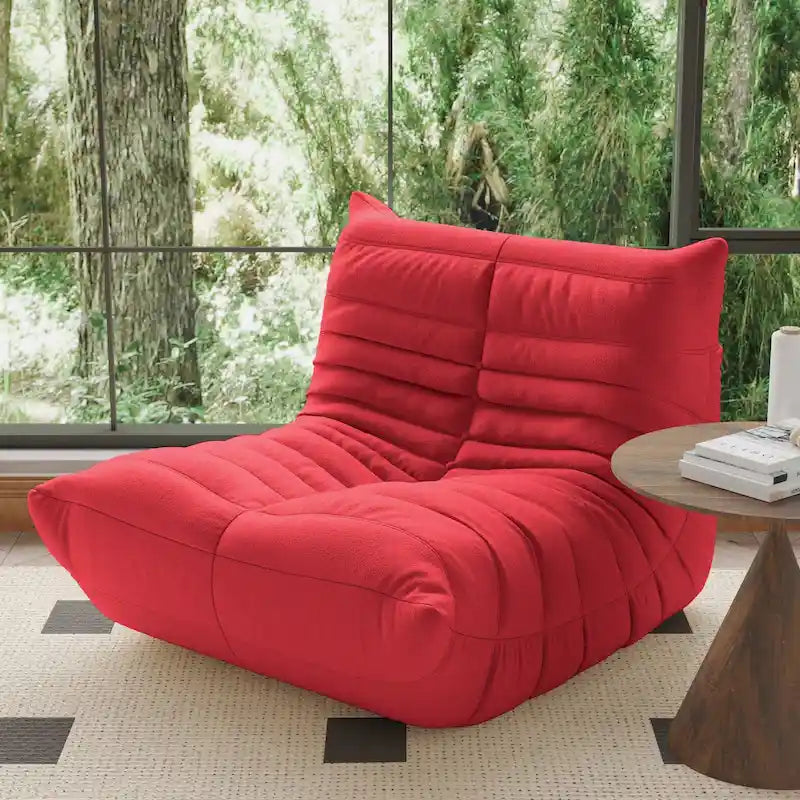 Fauteuil de cheminée, canapé une place, pouf en tissu Teddy