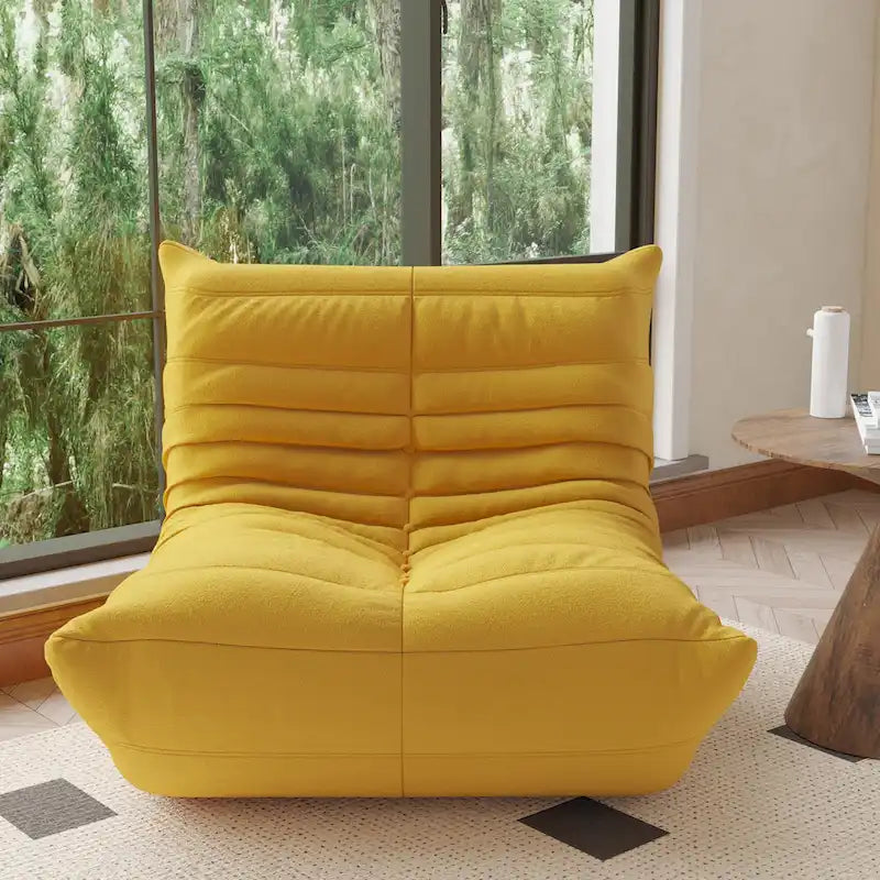 Fauteuil de cheminée, canapé une place, pouf en tissu Teddy