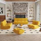 Fauteuil de cheminée, canapé une place, pouf en tissu Teddy