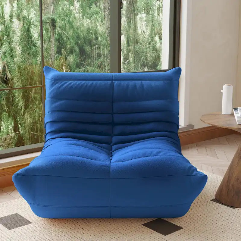 Fauteuil de cheminée, canapé une place, pouf en tissu Teddy