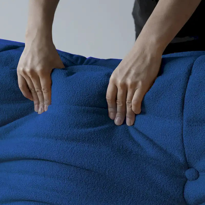 Fauteuil de cheminée, canapé une place, pouf en tissu Teddy