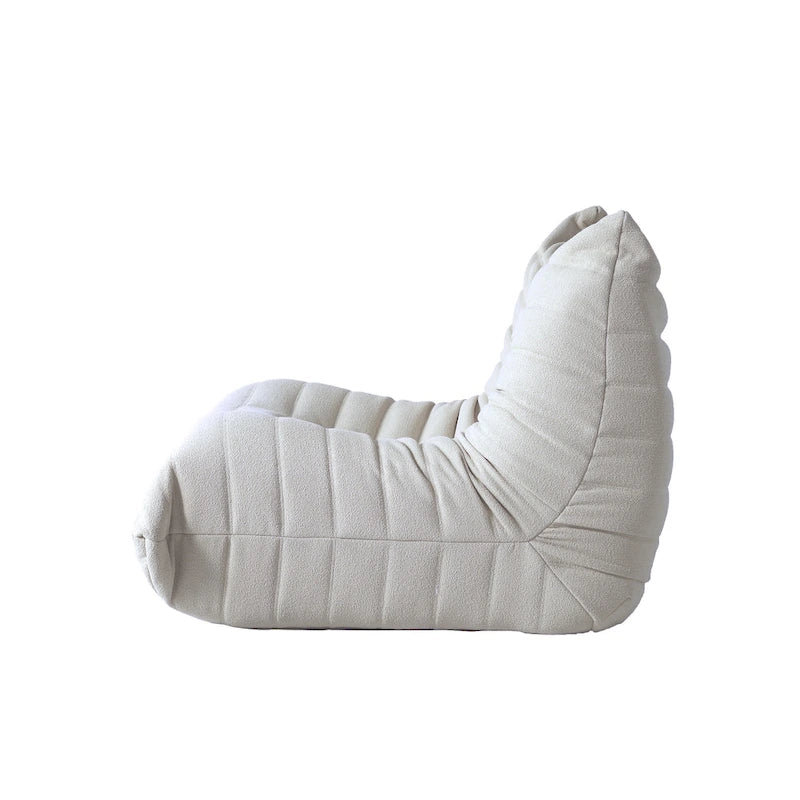 Fauteuil de cheminée, canapé une place, pouf en tissu Teddy
