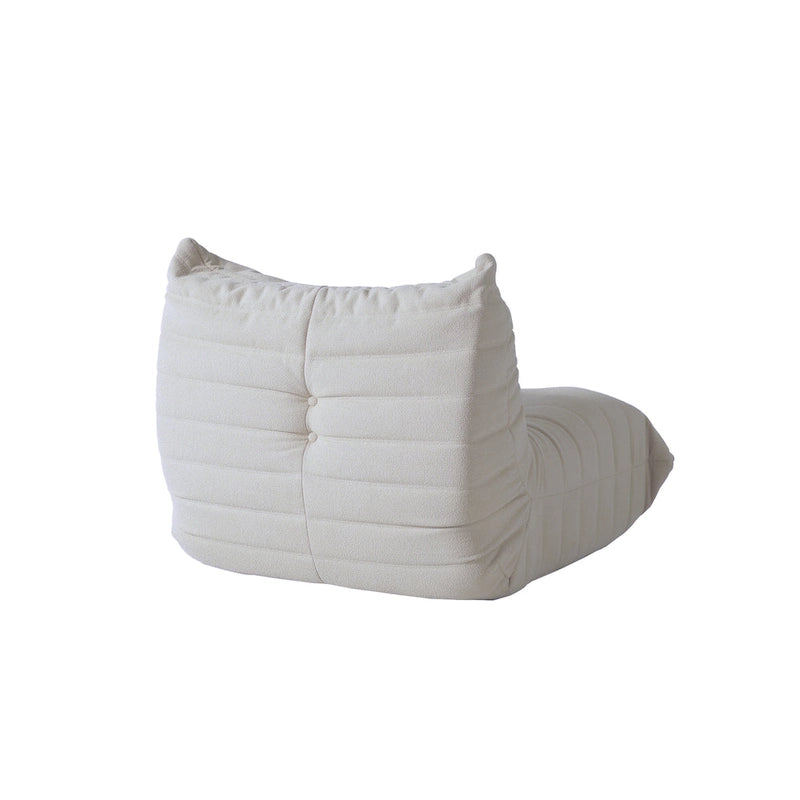 Fauteuil de cheminée, canapé une place, pouf en tissu Teddy