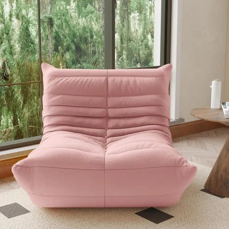 Fauteuil de cheminée, canapé une place, pouf en tissu Teddy